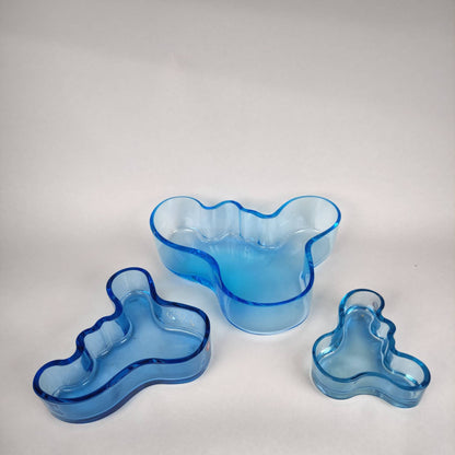 Iittala Alvar Aalto  - bowl or candle holder  - scandinavian vintage design. Blue