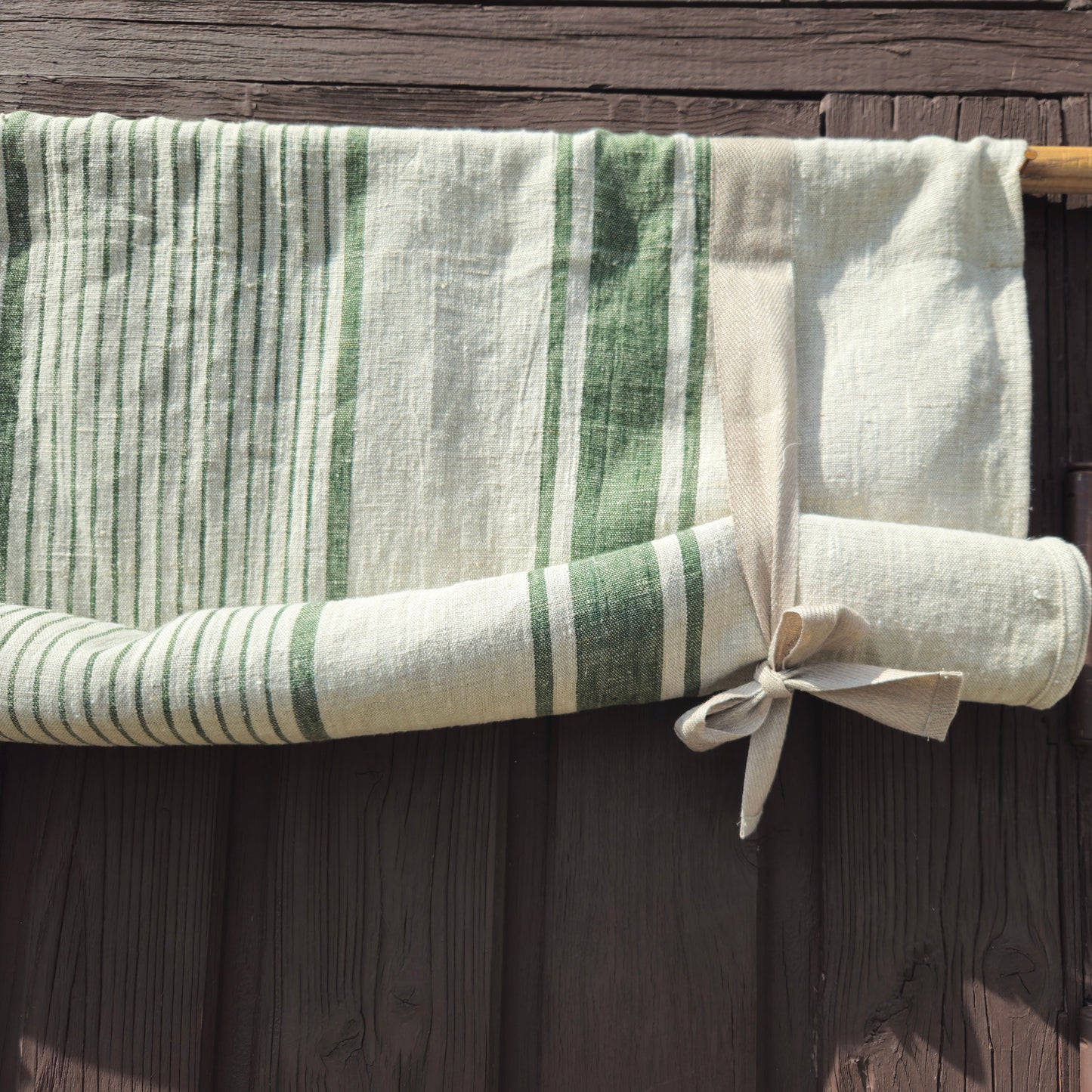 Striped Linen curtains valance with tie up , french farmhouse kitchen door curtains  in custom size