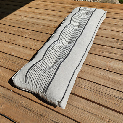 Bench cushion in French striped linen,  floor cushion in Custom size, shikibuton thick mat Shiki futon filled organic fiber filler