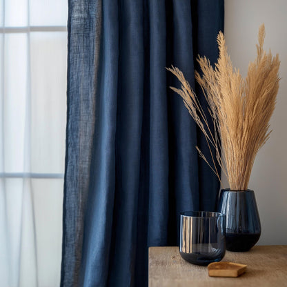 Heavy Linen Curtains natural - 100% linen Extra Long Curtains - Linen Curtains with rod pocket - neutral PREWASHED window panel curtains