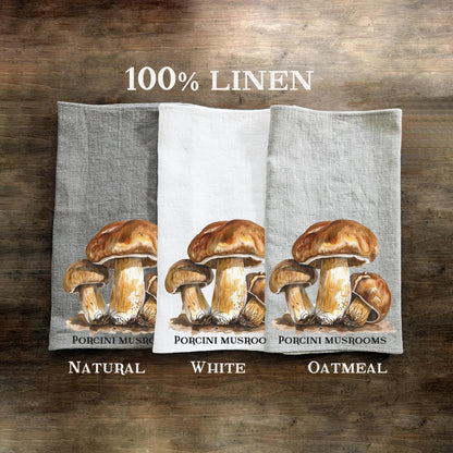 Mushroom Tea Towel in linen, Chantarele hand Towels Tea in linen,  Dish Kitchen Decor Tea Towel in linen Gift for Cook Baker Mother father