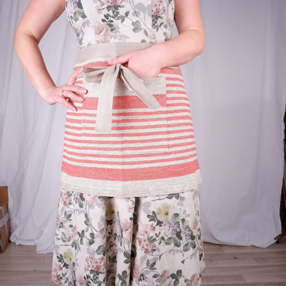 Garcon apron 100% Linen - french grain sack flax - natur black -  Softened Gardening Kitchen Apron -  Daily life apron