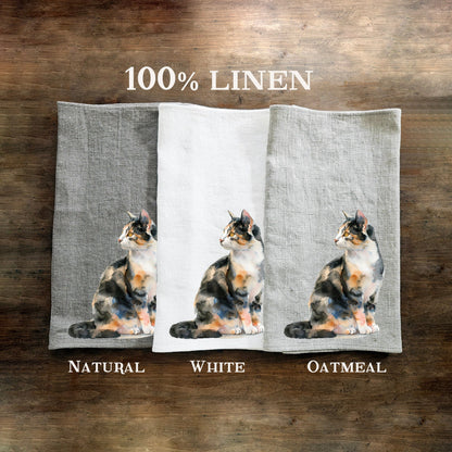 Cat kitchen Towel in linen, hand Towels Tea in linen,  pets Dish Towel  Kitchen Décor Tea Towel in linen