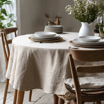 100% Linen Tablecloth Handmade Round Oval Rectangle Table cloth Natural Linen large Custom table decor Wedding decor Catering