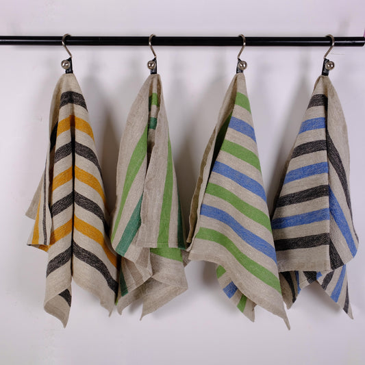 Stonewashed linen tea towel. STRIPEN  - heavy soft flax fabric. Linen hand towel. Natural kitchen towel. Linen towel. Dish towel.