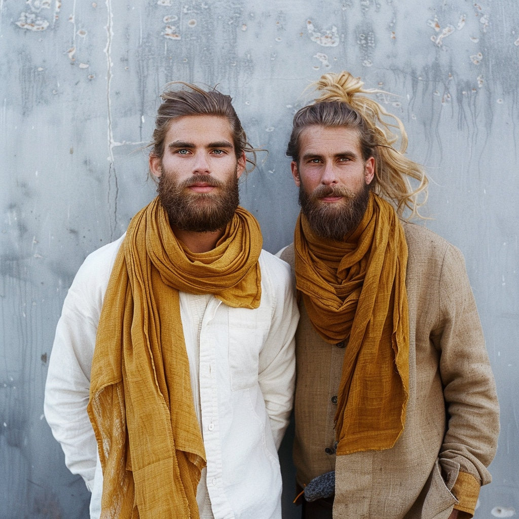 Linen Scarf in grey Unisex for men or women, undyed organic pure linen scarf unisex. Gift Pure linen Natural skinny or wide flax scarf