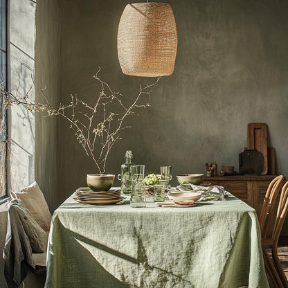 Heavy linen tablecloth for dinning table, French style washed linen table cloth Retangle Square or Round  in navy blue or other colors