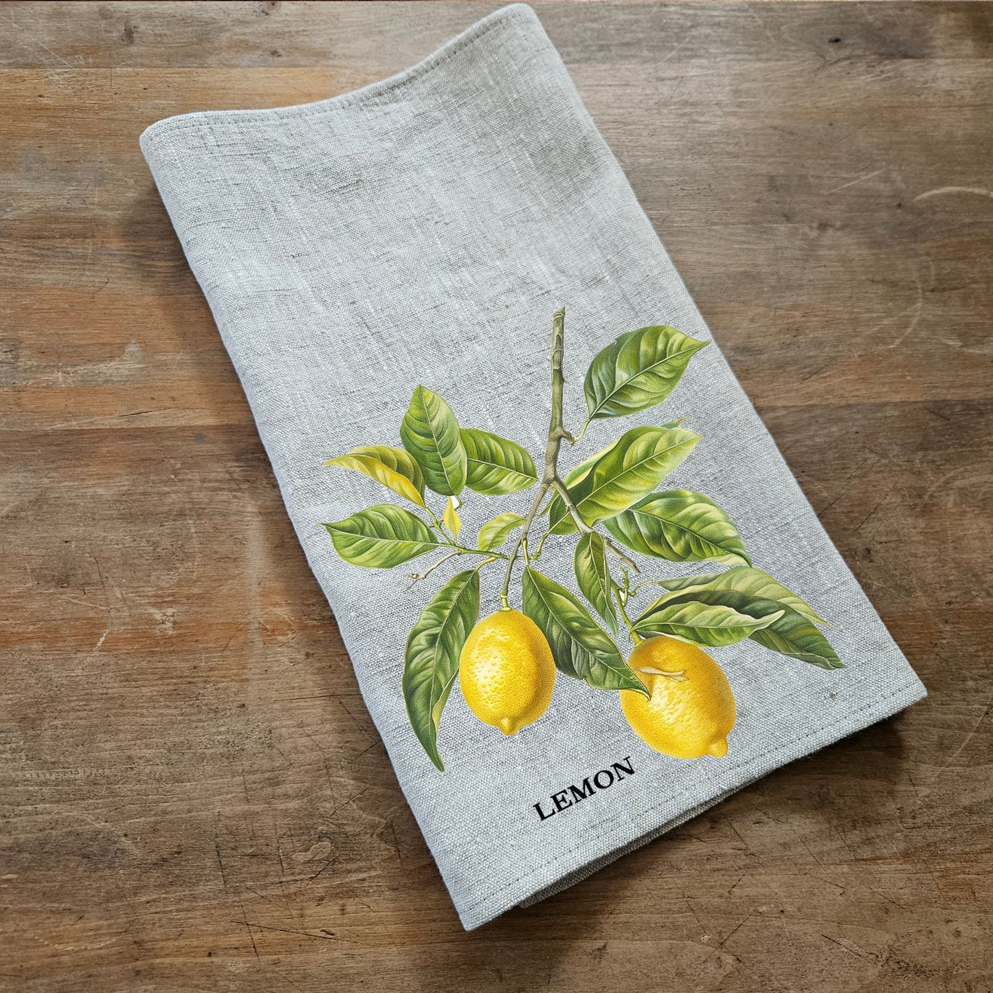 Lemon fruit tree Tea Towel in linen, Botanical hand Towels Tea in linen, Citrus Dish Towel  Kitchen Décor Tea Towel in linen