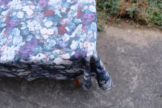 100% Linen tablecloth  FLORAL French table cloth rustic rectangle square oval country style Flax Custom Prewashed