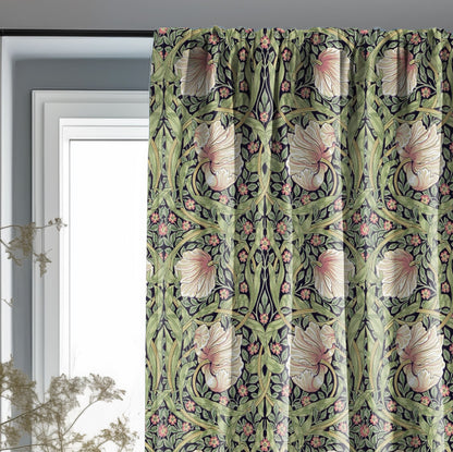 William Morris Curtain Panel Strawberry Thief, Floral with birds and strawberries Print Pattern  Curtain Panels,  Curtains for living room