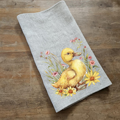 Duck Tea Towel in linen, Farm hand Towels Tea in linen, pets Dish Towel  Kitchen Décor Tea Towel in linen