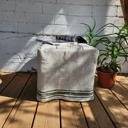 Linen Ottoman slipcover in custom size, natural cover Custom ikea linen cover cube slip cover for bench pouf sofa cover customsize
