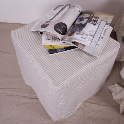 Linen Ottoman slipcover in custom size, natural cover Custom ikea linen cover cube slip cover for bench pouf sofa cover customsize