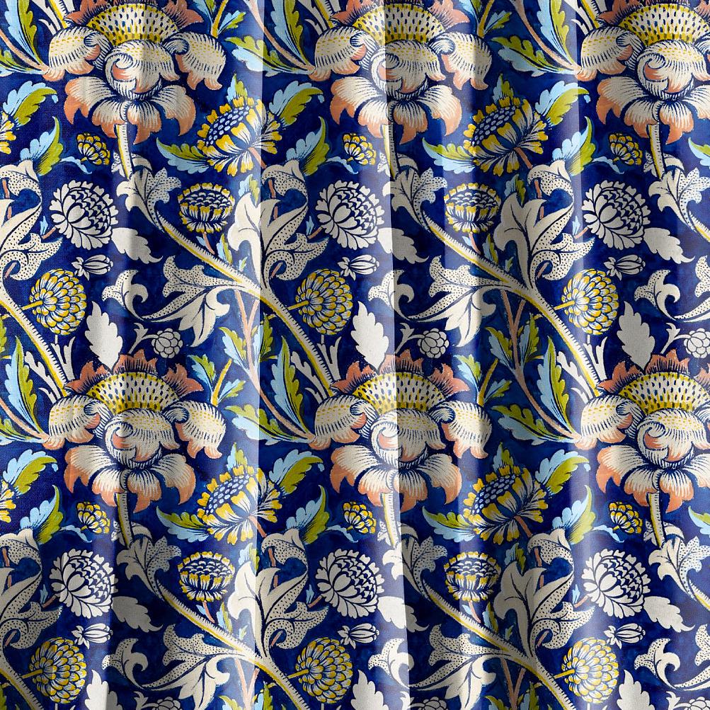 William Morris Curtain WEY, Floral Botanical Blue Print Curtain Panels,  Curtains for living room