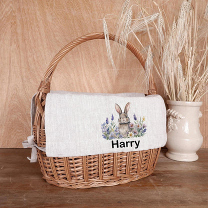 Bunny Personalized Basket Liner with monogram - Customized Easter Basket Liner  - Girl or Boy  Easter Basket Liner Rabbit