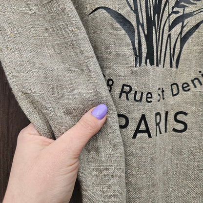 Natural grain sack Cafe Curtains, French stamp burlap Farmhous window panel, Living room Cafe Kitchen window curtain custom size