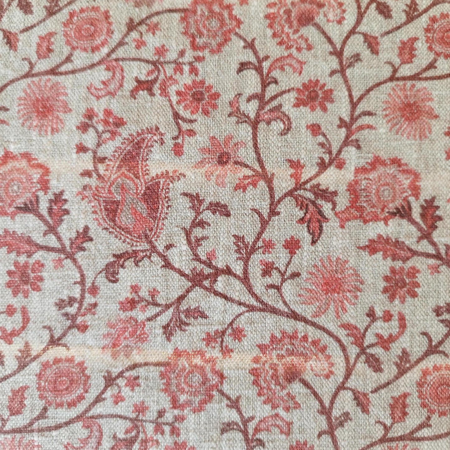 Linen floral tablecloth with red flowers, French Retro Vintage Vibe table cloth Bohemian Wildflower Pattern