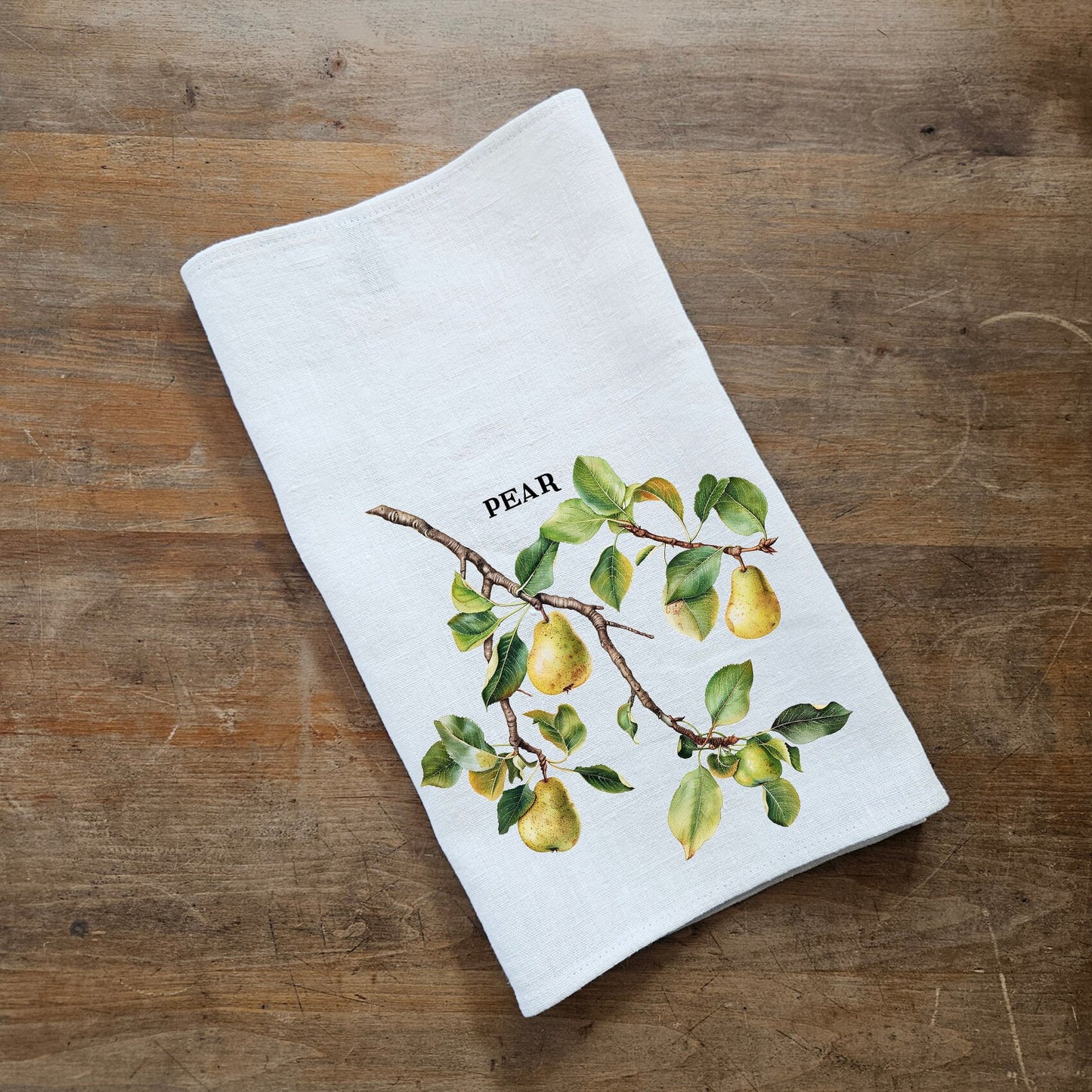 Plum fruit tree Tea Towel in linen, Botanical hand Towels Tea in linen, Greenery garden Dish Towel Kitchen Décor Tea Towel in linen