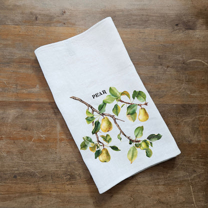 Plum fruit tree Tea Towel in linen, Botanical hand Towels Tea in linen, Greenery garden Dish Towel Kitchen Décor Tea Towel in linen