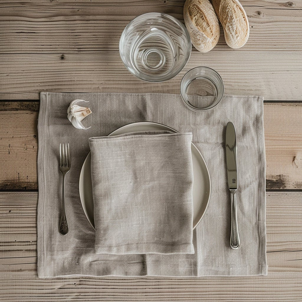 Linen placemats in blue, Washable linen placemats, Natural linen placemats for Holiday table decor, Handmade placemats, Placemats set