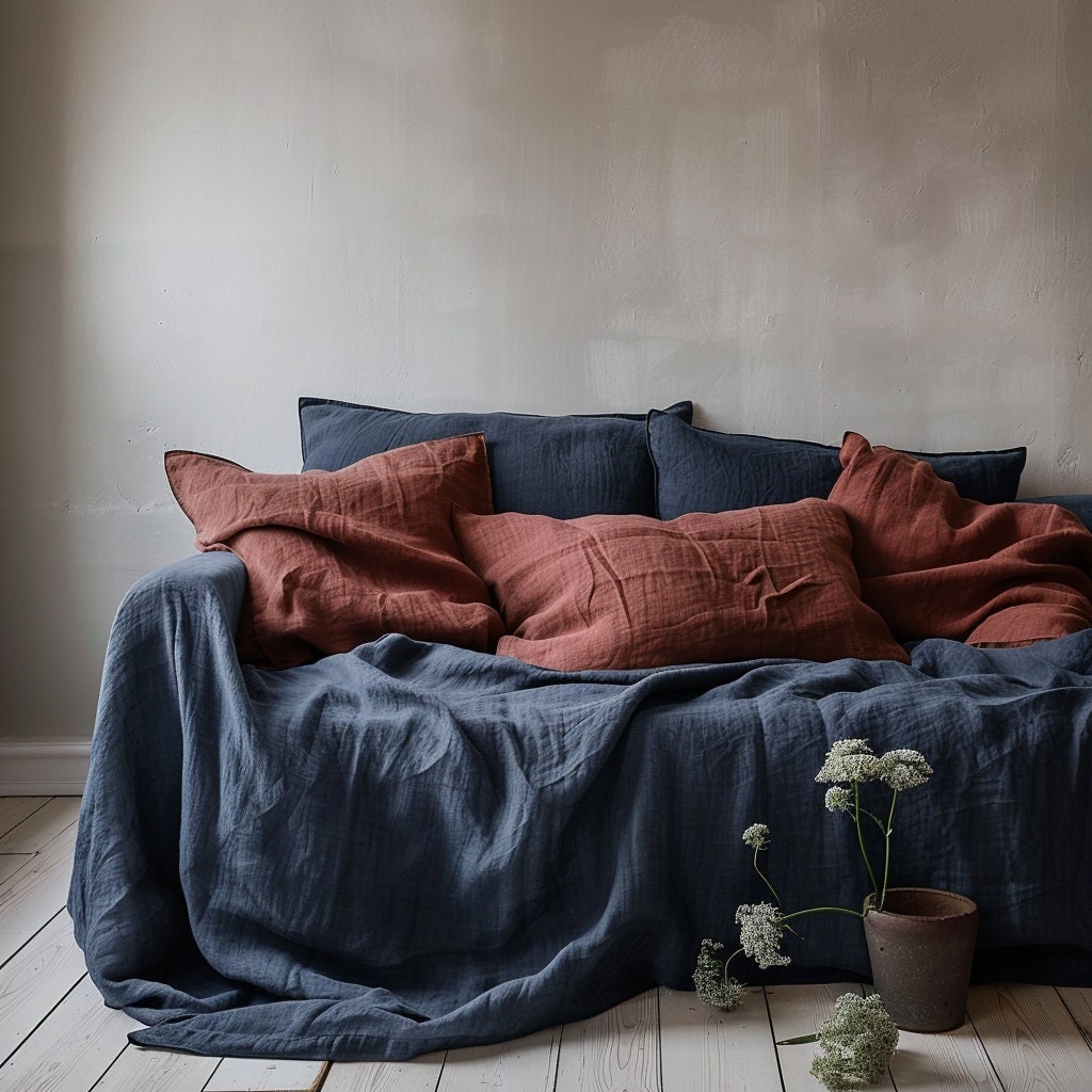 Linen Couch Cover Extra Large Mustard yellow, Linen couch throw in custom size,  Natural Sectional Big bed cover, Sofa slip cover throw