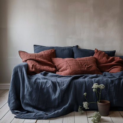 Linen Couch Cover Extra Large Mustard yellow, Linen couch throw in custom size,  Natural Sectional Big bed cover, Sofa slip cover throw