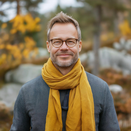 Linen Scarf in grey Unisex for men or women - mustard yellow organic pure linen scarf unisex - Gift Pure linen skinny wide scarf