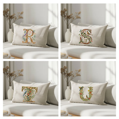 Monogram linen pillowcase Standard, queen, king, body, euro sham custom size pillow cover. Pure linen luxury cushion cover with Monogram