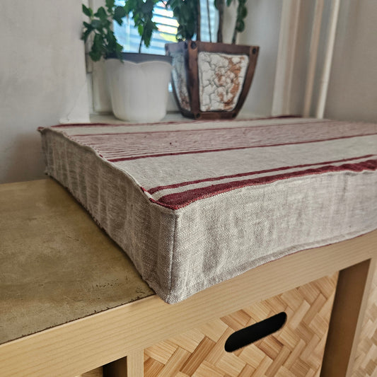 Bench cushion in linen in custom size with foam filling 3" insert, natural Window seat cushions, Custom Chair seat pad with removable cover