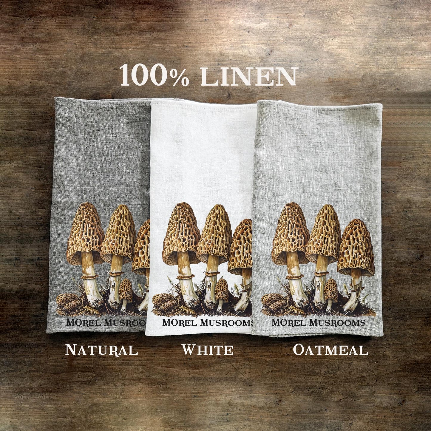 Mushroom Tea Towel in linen, Chantarele hand Towels Tea in linen,  Dish Kitchen Decor Tea Towel in linen Gift for Cook Baker Mother father