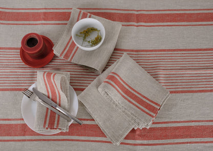 Linen napkins - French linen. Natural blue striped. Sack linen Cottage coutry style. Set of linen napkins. Stonewashed. Linen cloth napkins.