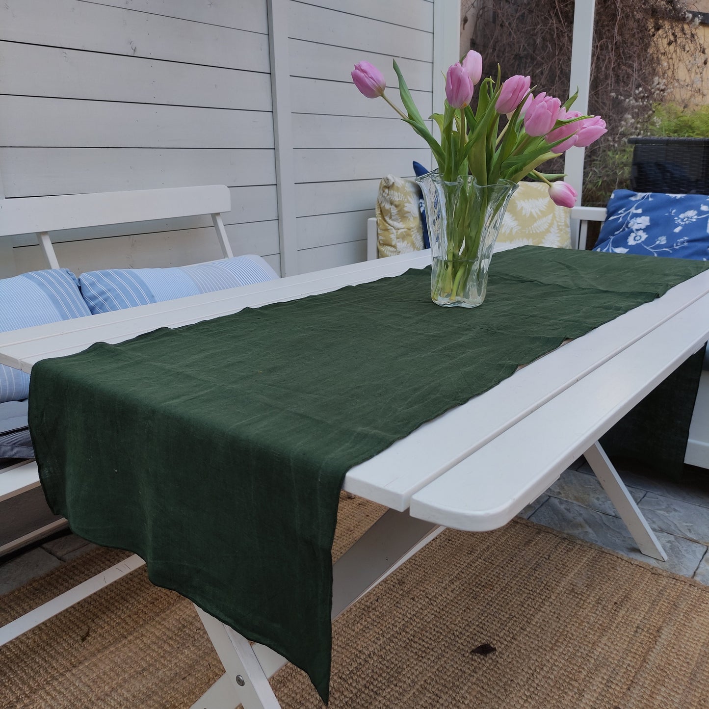 Linen runner in mustard in custom size, table setting in linen for wedding, parties celebrations