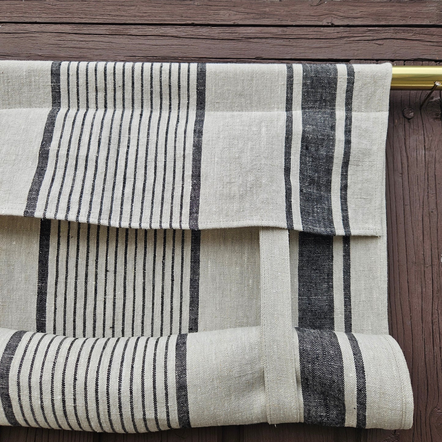 grey French Door Curtain 1 Panel  - french stripes linen curtains roman blinds