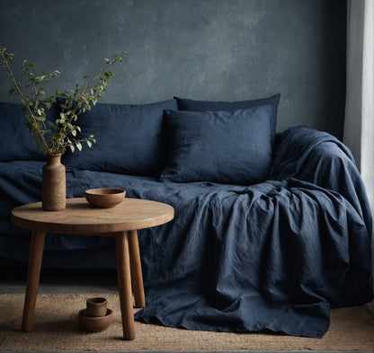 Linen Couch Cover Extra Large, Linen couch throw in custom size,  Natural sofa cover, Sectional Big bed cover, Sofa slip cover throw
