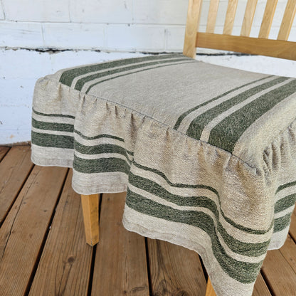 Linen Seat Cushion striped with ties - Striped Chair Pad Pillow - Natural French Style Heavy Weight 100% Linen Fabric french striped
