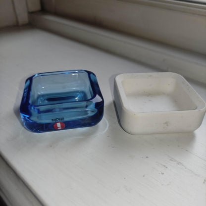 Iittala: VITRIINI Series -  Small Large  Jewelry Box - blue glass with plastic bottom