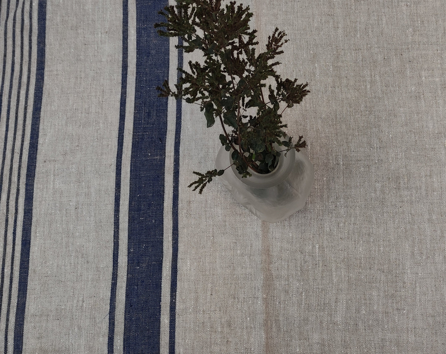 100% Linen tablecloth striped PREWASHED French table cloth rustic rectangle square oval Grey Blue country style Sack weave linen
