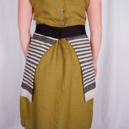 Garcon apron 100% Linen - french grain sack flax - natur black -  Softened Gardening Kitchen Apron -  Daily life apron