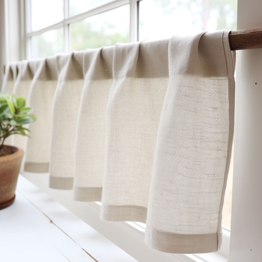 custom LINEN Curtains 100% linen PREWASHED, Linen Cafe Curtain Panels in Different Size Options, Custom Size Window and Door curtains