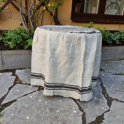 Linen Ottoman slipcover in custom size ROUND, natural cover Custom ikea linen cover cube slip cover for bench pouf sofa cover customsize