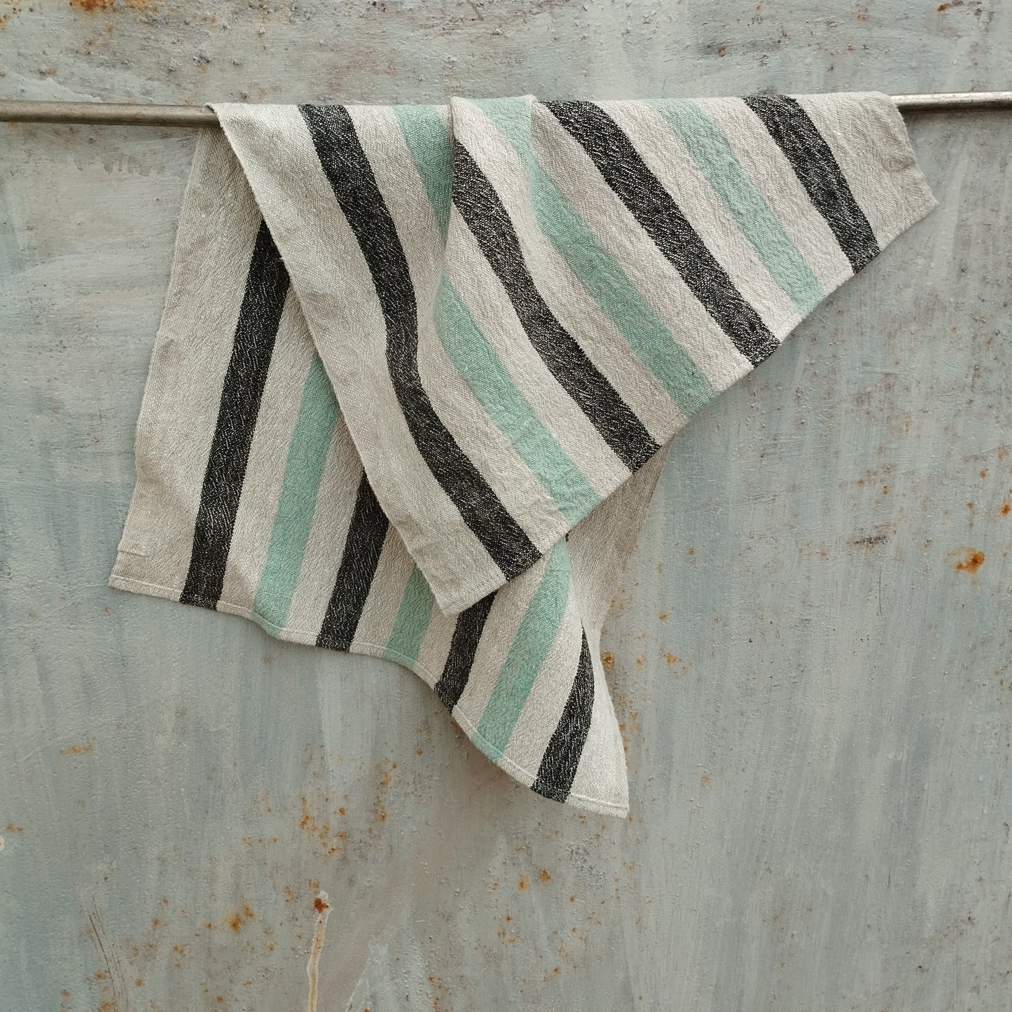 Linen towel Stonewashed STRIPEN  - heavy soft flax fabric hand towel, kitchen Dish towel in stripes