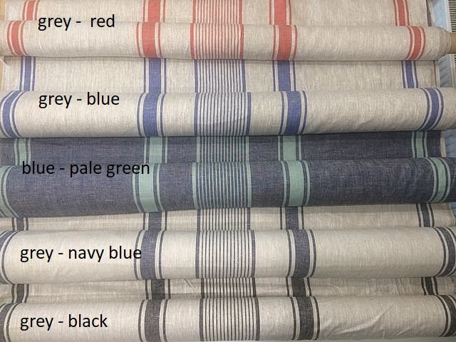 100% Linen tablecloth striped PREWASHED French table cloth rustic rectangle square oval Grey Blue country style Sack weave linen