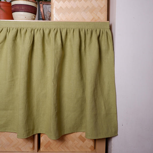 Custom Sink Skirt with velcro - Handmade Sink or Fireplace Curtain - Custom Sizes Linen Valance farmhouse sink curtains
