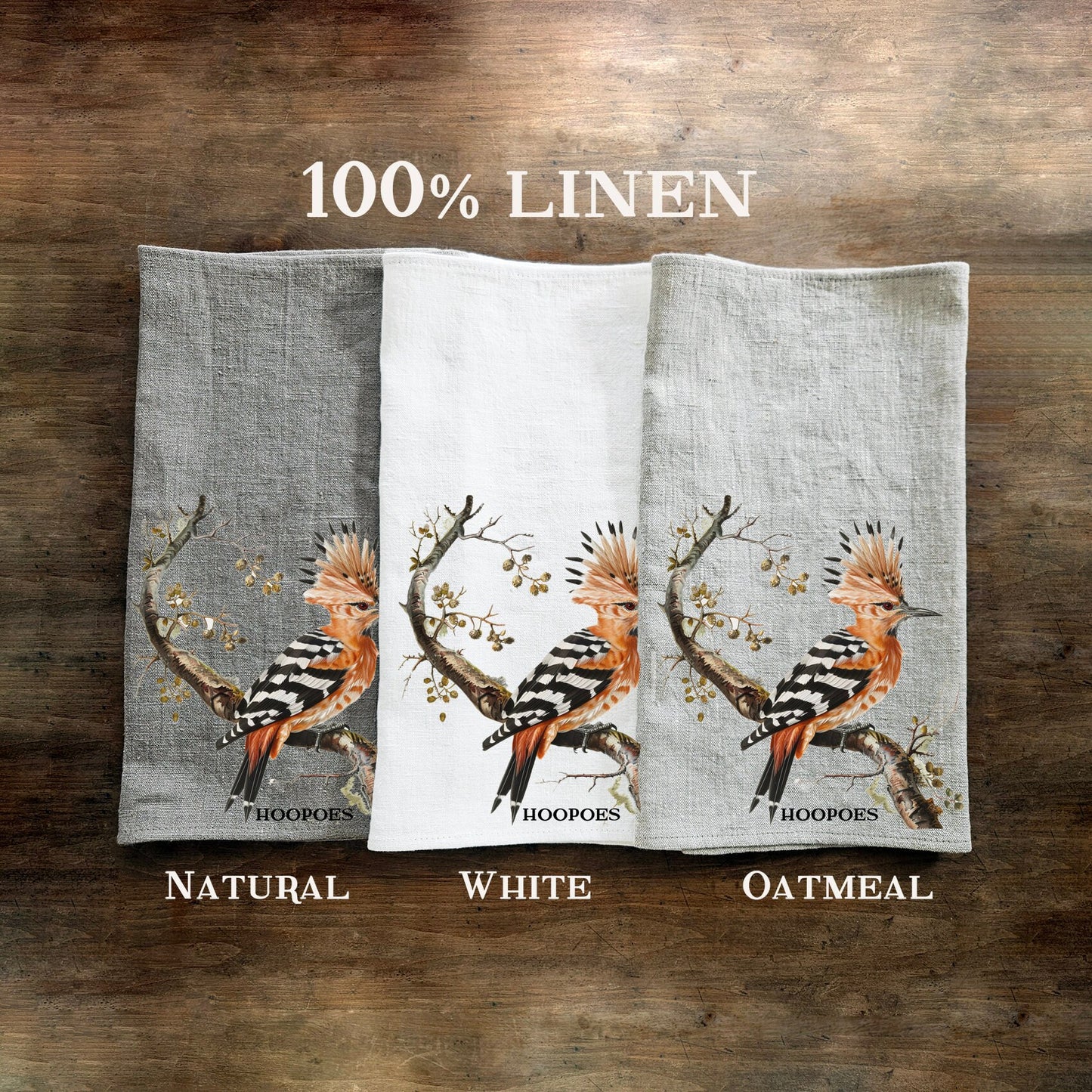 Woodpecker Tea Towel in linen, hand Towels Tea in linen,  bird Dish Towel  Kitchen Décor Tea Towel in linen