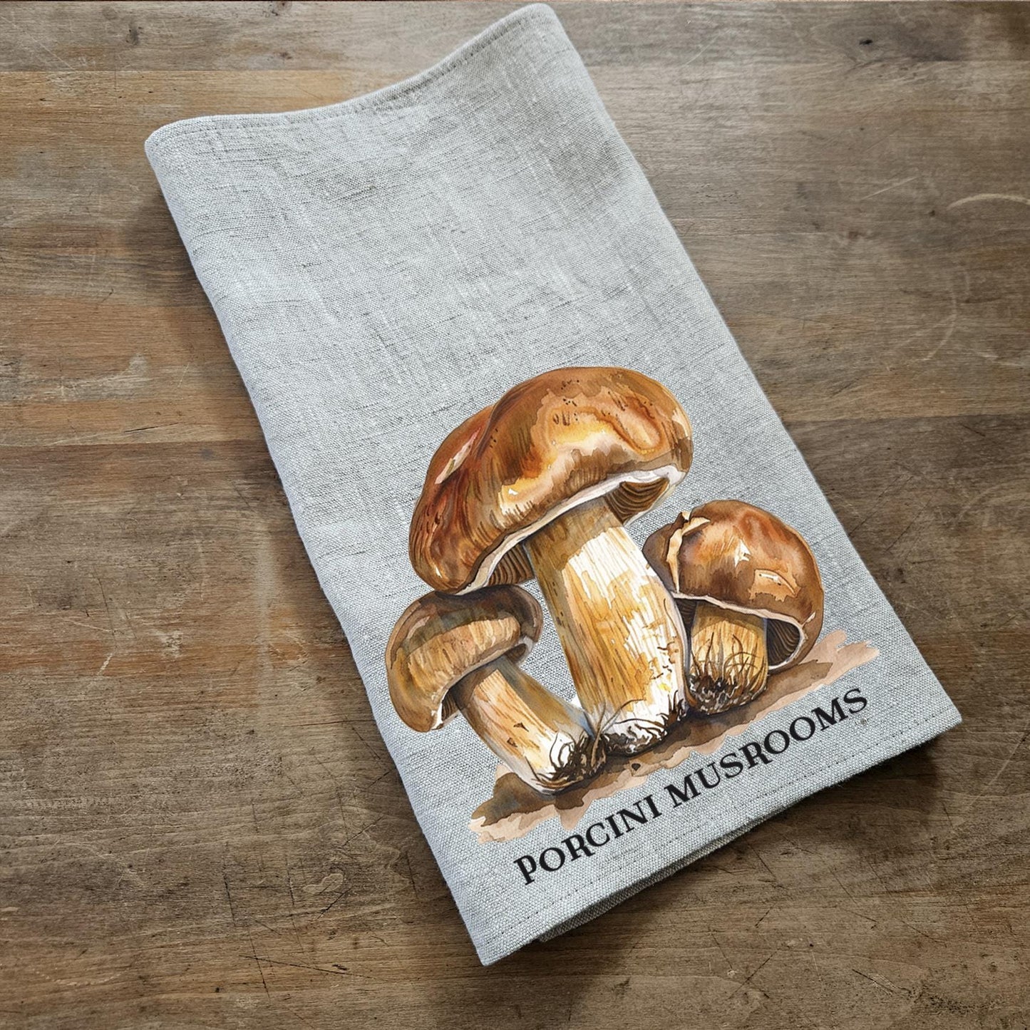 Mushrooms Kitchen Towel in linen, Foodie Hand Towels Tea in linen,  linen Dish Towel  Kitchen Décor Tea Towel in linen housewarming gift