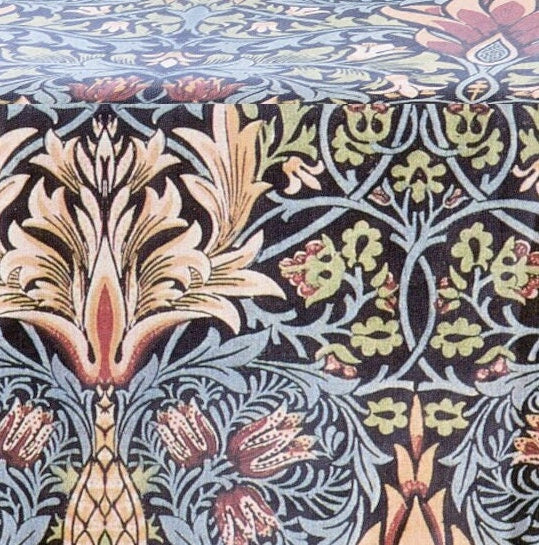 linen tablecloth with William Morris print Snakeshead