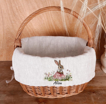 Bunny Personalized Basket Liner with monogram - Customized Easter Basket Liner  - Girl or Boy  Easter Basket Liner Rabbit