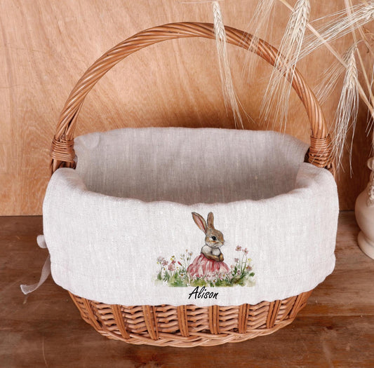 Bunny Personalized Basket Liner with monogram - Customized Easter Basket Liner  - Girl or Boy  Easter Basket Liner Rabbit
