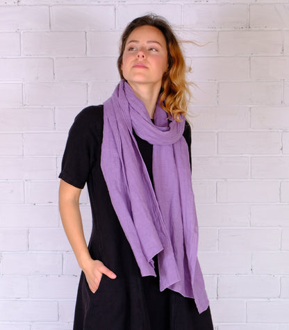Linen Scarf - organic unisex for men or women - Gift ideas Pure linen Natural flax