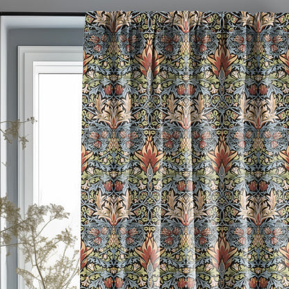 William Morris Curtain Panel Snakeshead, Floral Botanical Blue Print  Curtain Panels,  Curtains for living room